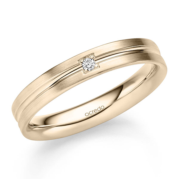 Klassieke trouwring in Signature Goud 585 met in totaal 0,03 ct. Briljant tw/si van acredo