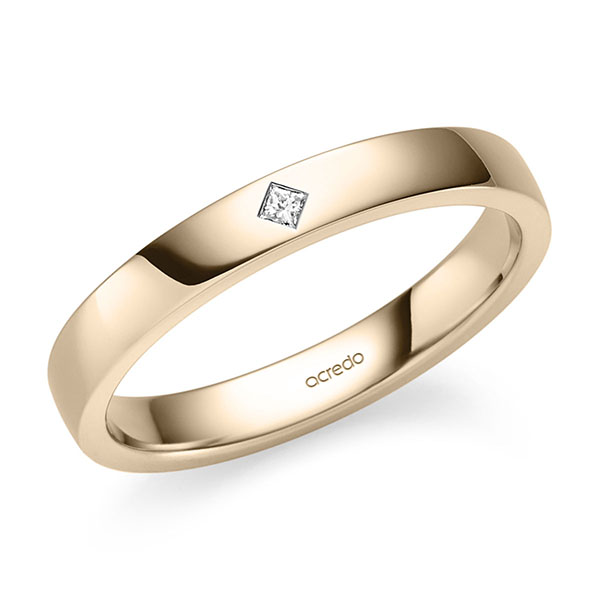 klassieke trouwring in Signature Goud 585 met in totaal 0,03 ct. Princess-Diamant tw,vs van acredo