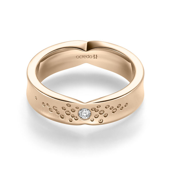 Klassieke trouwring in Signature Goud 585 met in totaal 0,05 ct. Briljant tw/si van acredo
