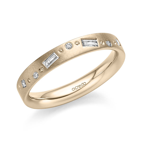 Klassieke trouwring in Signature Goud 585 met in totaal 0,19 ct. Baguette-Diamant & Princess-Diamant & Briljant tw,vs van acredo
