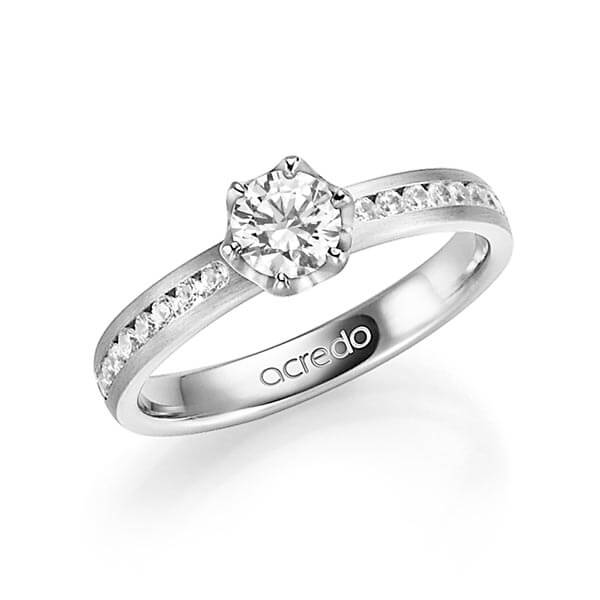 klassieke trouwring in witgoud 14 kt. met 0,5 ct. + in totaal 0,24 ct. Briljant & Briljanten tw/si tw,vs van acredo - A-1342-1