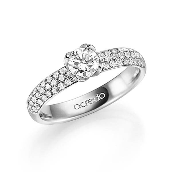 klassieke trouwring in witgoud 14 kt. met 0,5 ct. + in totaal 0,432 ct. Briljant & Briljanten tw/si tw,vs van acredo - A-1326-1