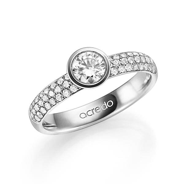 klassieke trouwring in witgoud 14 kt. met 0,5 ct. + in totaal 0,432 ct. Briljanten & Briljant tw/si van acredo - A-1334-1