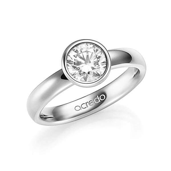 klassieke trouwring in witgoud 14 kt. met 1 ct. Briljanten tw/si van acredo - A-1354-1