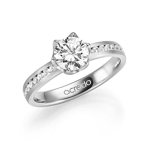 klassieke trouwring in witgoud 14 kt. met 1 ct. + in totaal 0,24 ct. Briljanten & Briljant tw,vs tw/si van acredo - A-1343-1
