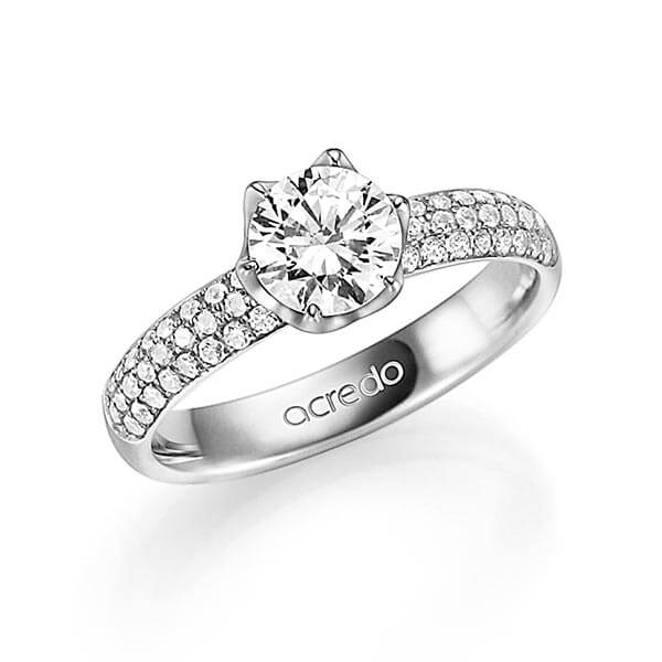 klassieke trouwring in witgoud 14 kt. met 1 ct. + in totaal 0,432 ct. Briljant & Briljanten tw/si tw,vs van acredo - A-1331-1