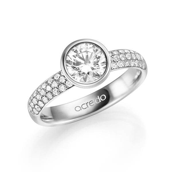 klassieke trouwring in witgoud 14 kt. met 1 ct. + in totaal 0,432 ct. Briljanten & Briljant tw,vs tw/si van acredo - A-1335-1