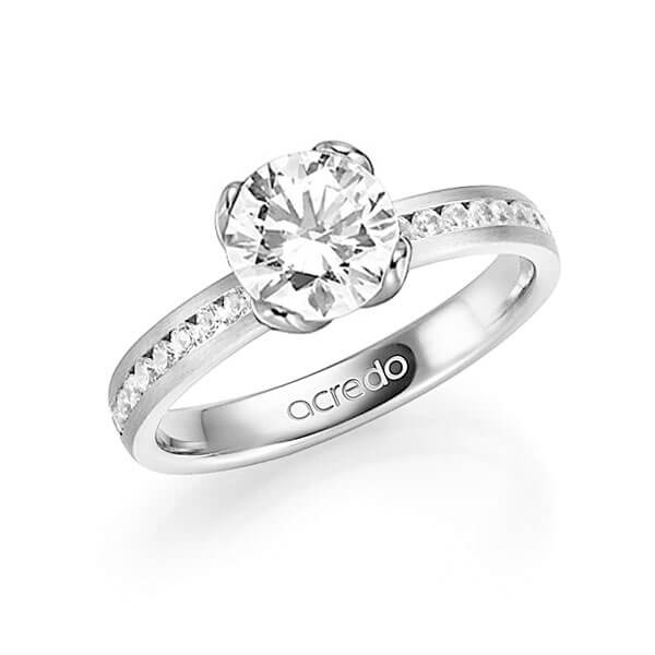 klassieke trouwring in witgoud 14 kt. met 2 ct. + in totaal 0,24 ct. Briljant & Briljanten tw/si van acredo - A-1339-6