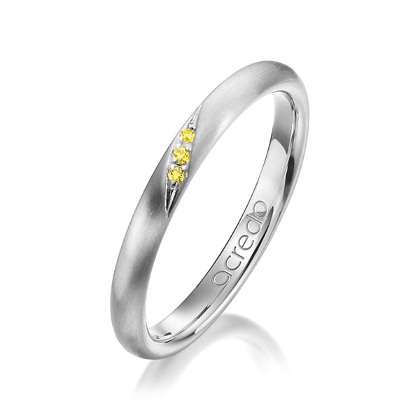 klassieke trouwring in witgoud 14 kt. met in totaal 0,015 ct. Briljant Geel van acredo