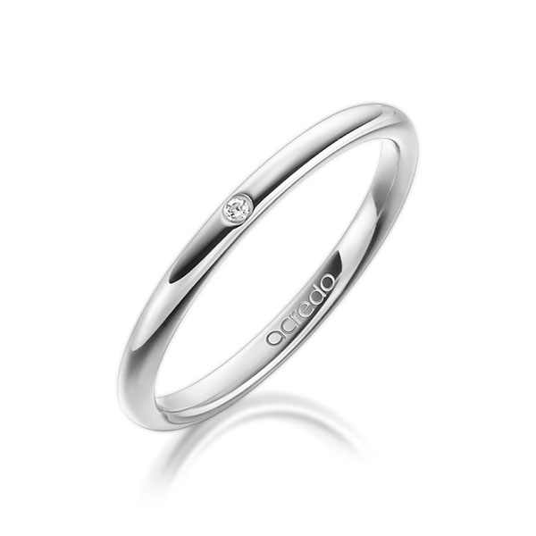klassieke trouwring in witgoud 14 kt. met in totaal 0,01 ct. Briljant tw/si van acredo - A-1300-1
