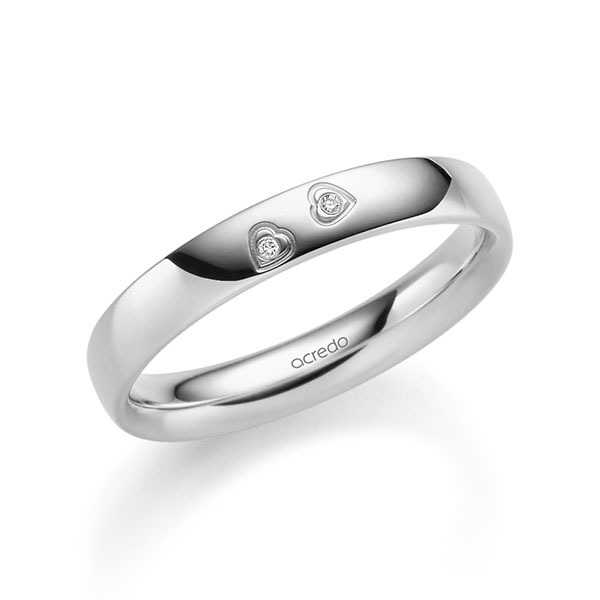 klassieke trouwring in witgoud 14 kt. met in totaal 0,01 ct. Briljant tw/si van acredo