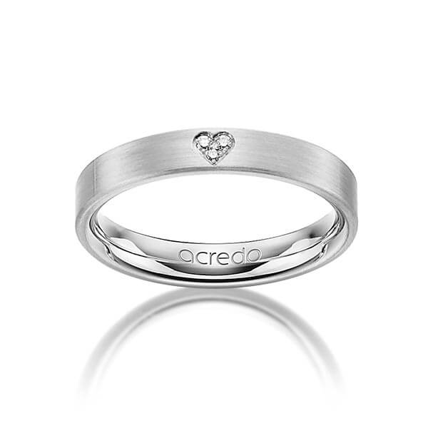 klassieke trouwring in witgoud 14 kt. met in totaal 0,021 ct. Briljant tw/si van acredo
