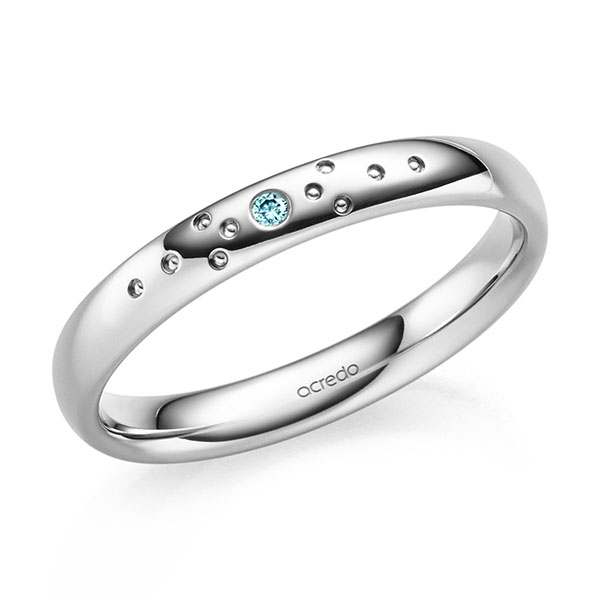 Klassieke trouwring in witgoud 14 kt. met in totaal 0,02 ct. Briljant iceblue van acredo