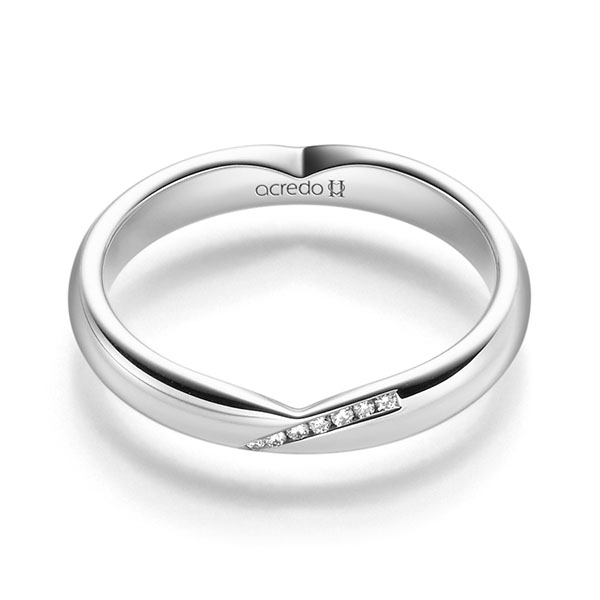 Klassieke trouwring in witgoud 14 kt. met in totaal 0,035 ct. Briljant tw/si van acredo