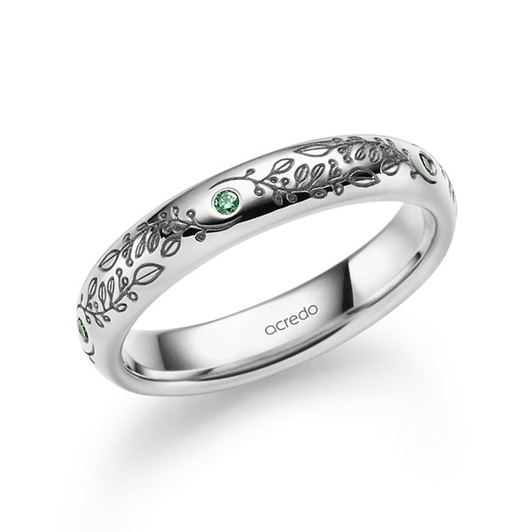 klassieke trouwring in witgoud 14 kt. met in totaal 0,05 ct. Briljant van acredo