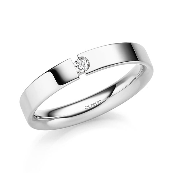 klassieke trouwring in witgoud 14 kt. met in totaal 0,06 ct. Briljant tw/si van acredo - S-1326-6