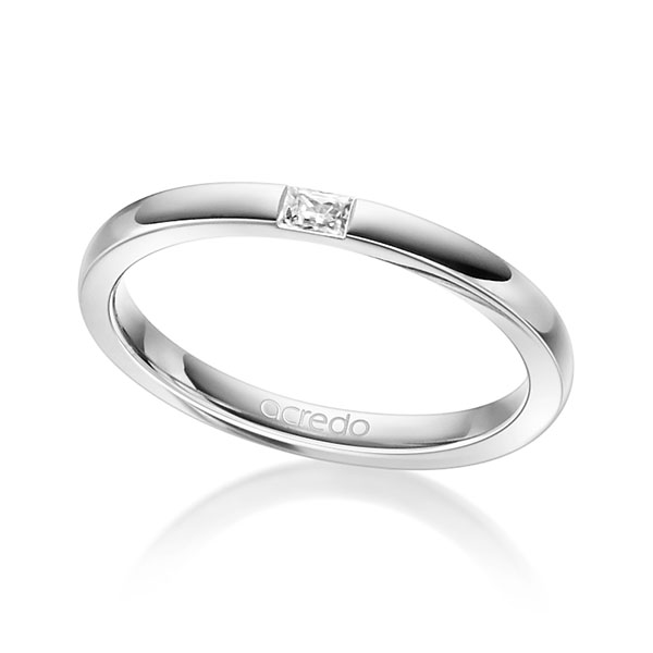 klassieke trouwring in witgoud 14 kt. met in totaal 0,07 ct. Baguette-Diamant tw,vs van acredo - A-1304-5