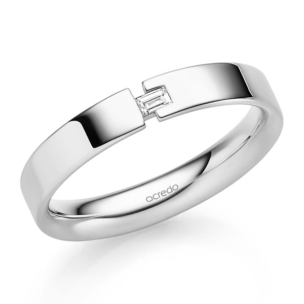 klassieke trouwring in witgoud 14 kt. met in totaal 0,07 ct. Baguette-Diamant tw,vs van acredo - S-1315-6