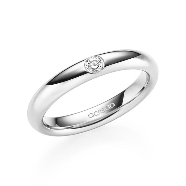 klassieke trouwring in witgoud 14 kt. met in totaal 0,08 ct. Briljant tw/si van acredo