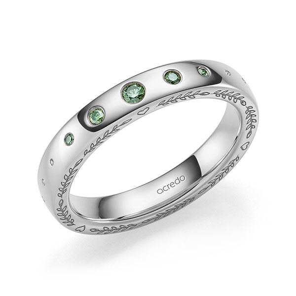Klassieke trouwring in witgoud 14 kt. met in totaal 0,08 ct. Briljant van acredo