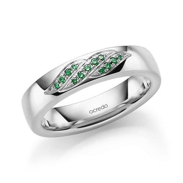 klassieke trouwring in witgoud 14 kt. met in totaal 0,092 ct. Briljant van acredo