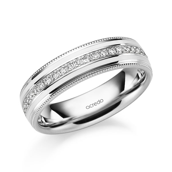 Klassieke trouwring in witgoud 14 kt. met in totaal 0,192 ct. Briljant tw/si van acredo - A-2034-12 Klassieke trouwring in witgoud 14 kt. met in totaal 0,192 ct. Briljant tw/si van acredo - A-2034-12
