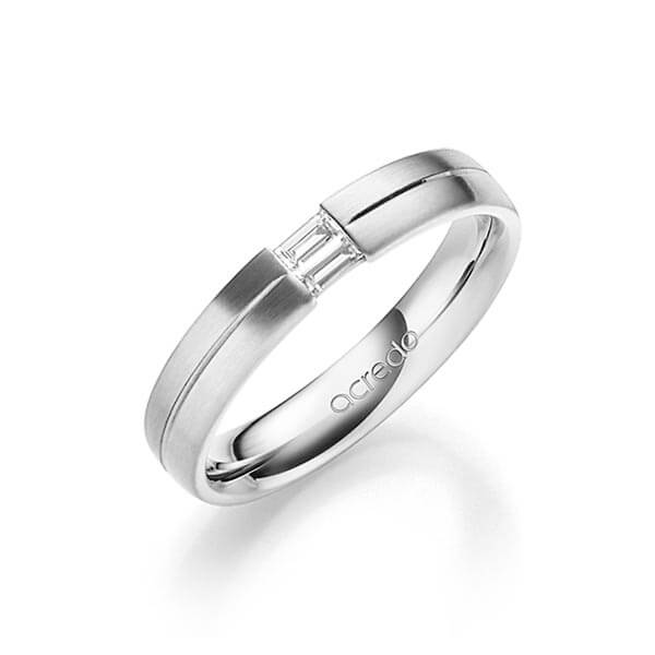Klassieke trouwring in witgoud 14 kt. met in totaal 0,1 ct. Baguette-Diamant tw,vs van acredo - A-1638-8
