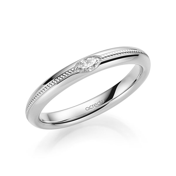 Klassieke trouwring in witgoud 14 kt. met in totaal 0,1 ct. tw,vs van acredo