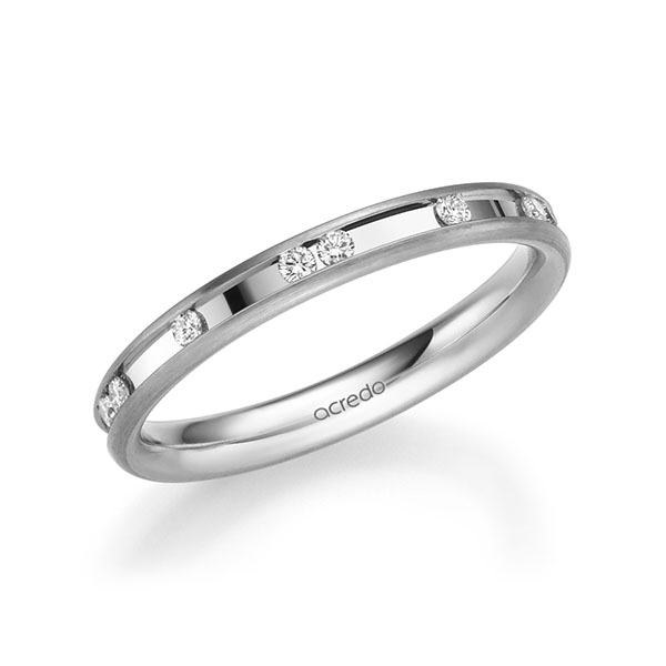 Klassieke trouwring in witgoud 14 kt. met in totaal 0,225 ct. Briljant tw/si van acredo - A-2209-4