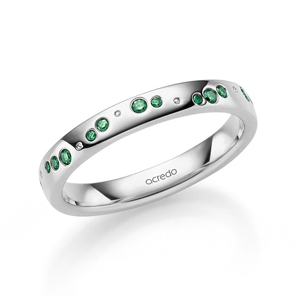 klassieke trouwring in witgoud 14 kt. met in totaal 0,236 ct. Briljant van acredo