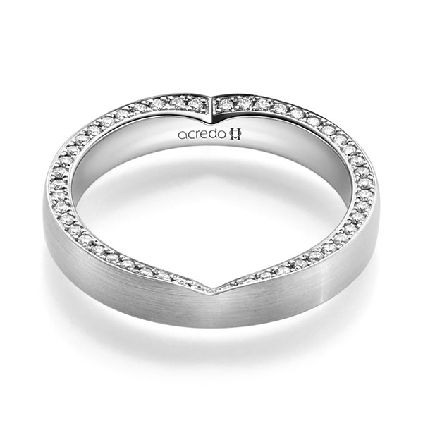 Klassieke trouwring in witgoud 14 kt. met in totaal 0,24 ct. Briljant tw/si van acredo