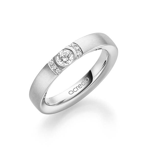 klassieke trouwring in witgoud 14 kt. met in totaal 0,27 ct. Briljant tw/si van acredo - A-1637-1