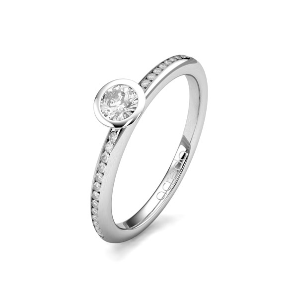 klassieke trouwring in witgoud 14 kt. met in totaal 0,28 ct. Briljanten & Briljant tw/si van acredo