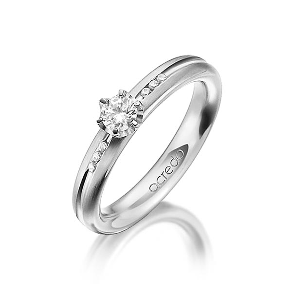 Klassieke trouwring in witgoud 14 kt. met in totaal 0,298 ct. Briljant & Briljanten tw/si van acredo