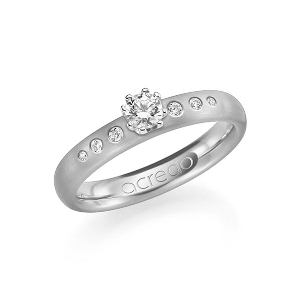 klassieke trouwring in witgoud 14 kt. met in totaal 0,346 ct. Briljant tw/si van acredo