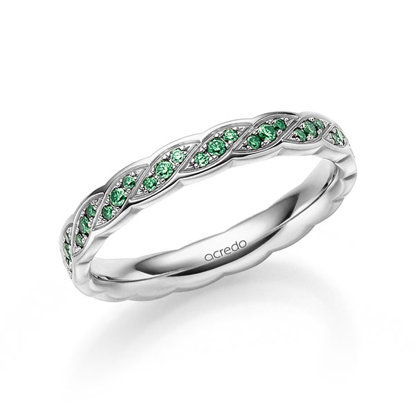 klassieke trouwring in witgoud 14 kt. met in totaal 0,34 ct. Briljant van acredo