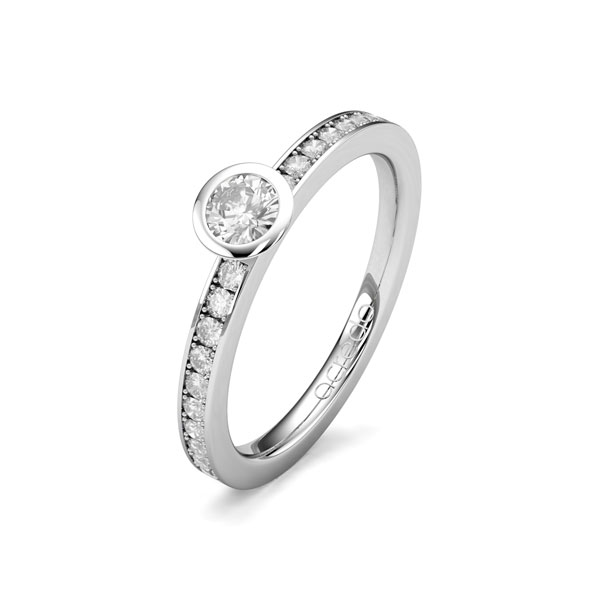 klassieke trouwring in witgoud 14 kt. met in totaal 0,35 ct. Briljanten & Briljant tw/si van acredo