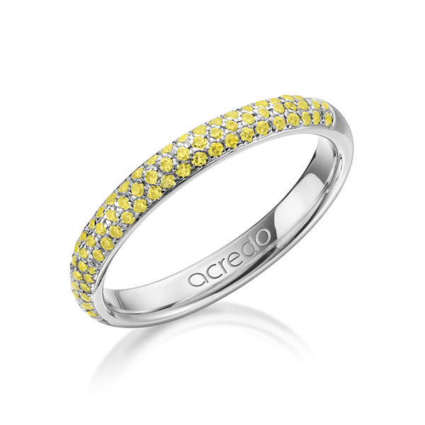 klassieke trouwring in witgoud 14 kt. met in totaal 0,38 ct. Briljant Geel van acredo