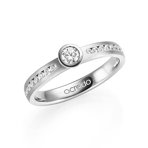 klassieke trouwring in witgoud 14 kt. met in totaal 0,39 ct. Briljant & Briljanten tw/si tw,vs van acredo - A-1344-1