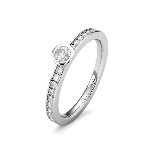 klassieke trouwring in witgoud 14 kt. met in totaal 0,3 ct. Briljanten & Briljant tw/si van acredo
