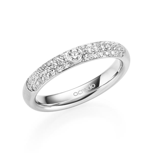 klassieke trouwring in witgoud 14 kt. met in totaal 0,416 ct. Briljant tw/si van acredo