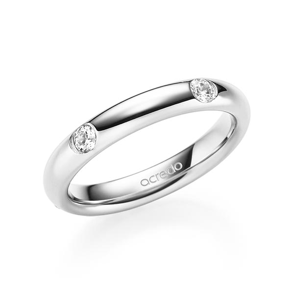 klassieke trouwring in witgoud 14 kt. met in totaal 0,4 ct. Briljant tw/si van acredo