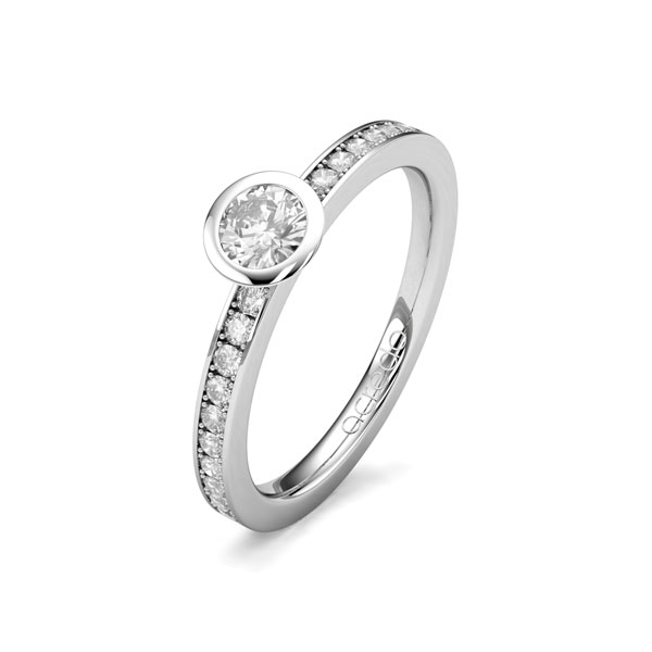 klassieke trouwring in witgoud 14 kt. met in totaal 0,4 ct. Briljanten & Briljant tw/si van acredo