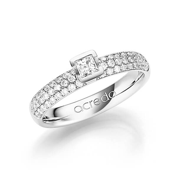 klassieke trouwring in witgoud 14 kt. met in totaal 0,582 ct. Briljant & Princess-Diamant tw/si tw,vs van acredo - A-1249-1 klassieke trouwring in witgoud 14 kt. met in totaal 0,582 ct. Briljant & Princess-Diamant tw/si tw,vs van acredo - A-1249-1