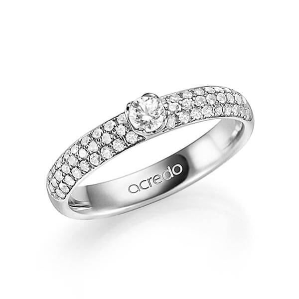 klassieke trouwring in witgoud 14 kt. met in totaal 0,582 ct. Briljanten & Briljant tw,vs tw/si van acredo - A-1324-1