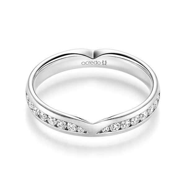 Klassieke trouwring in witgoud 14 kt. met in totaal 0,624 ct. Briljant tw/si van acredo