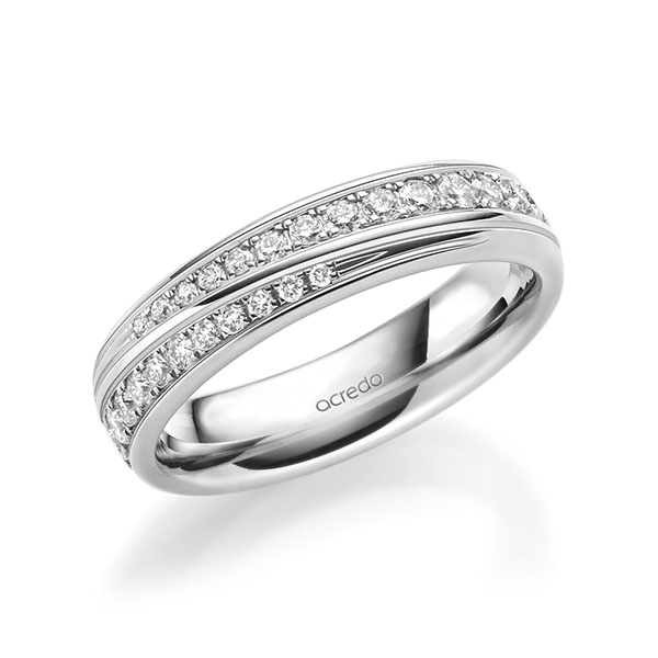 Klassieke trouwring in witgoud 14 kt. met in totaal 0,964 ct. Briljant tw/si van acredo - A-1631-15 Klassieke trouwring in witgoud 14 kt. met in totaal 0,964 ct. Briljant tw/si van acredo - A-1631-15