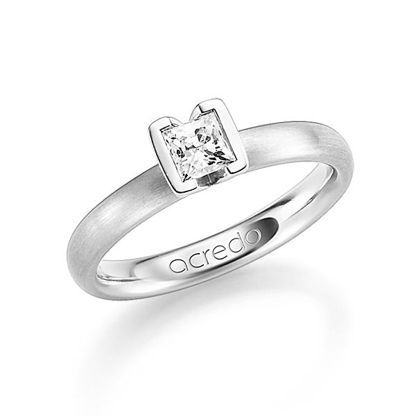 klassieke trouwring in witgoud 18 kt. met 0,4 ct. Princess-Diamant tw,vs van acredo
