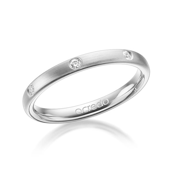 klassieke trouwring in witgoud 18 kt. met in totaal 0,14 ct. Briljant tw/si van acredo