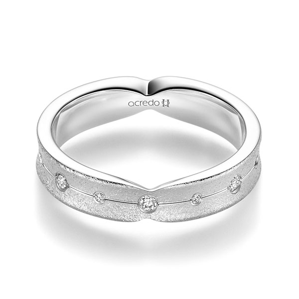Klassieke trouwring in witgoud 18 kt. met in totaal 0,175 ct. Briljant tw/si van acredo - A-2353-11